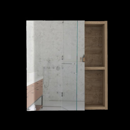 18" Natural Wood Wall Mounted Single Door Medicine Cabinet HomeRoots