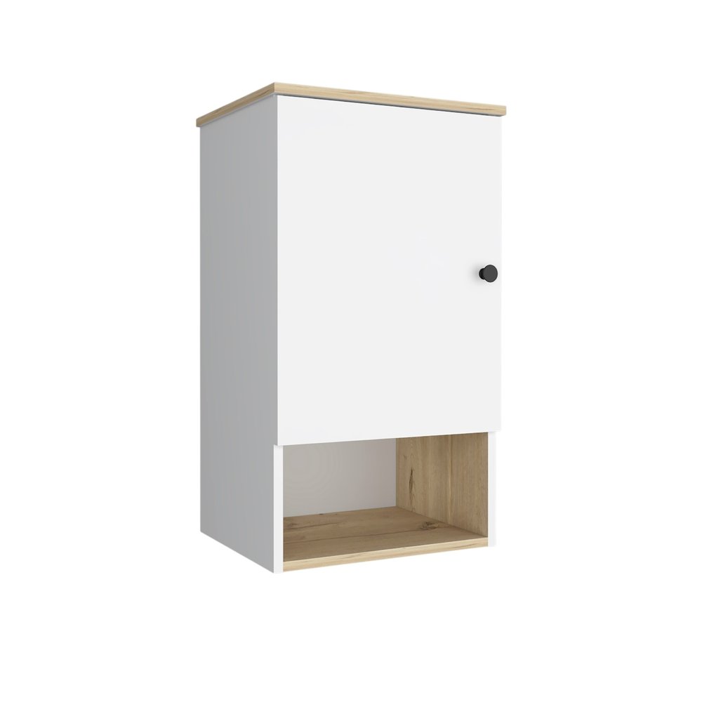 16" Natural Wood Floating Single Door Bathroom Vanity And Medicine Cabinet — view 5
