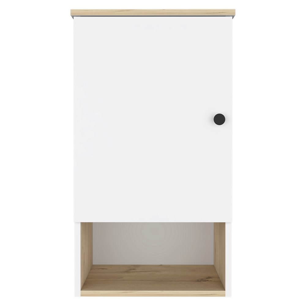 16" Natural Wood Floating Single Door Bathroom Vanity And Medicine Cabinet — view 1