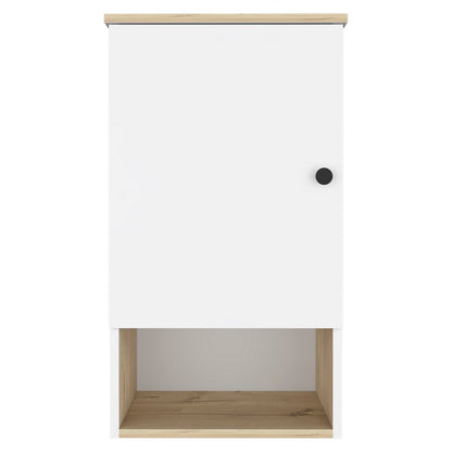 16" Natural Wood Floating Single Door Bathroom Vanity And Medicine Cabinet