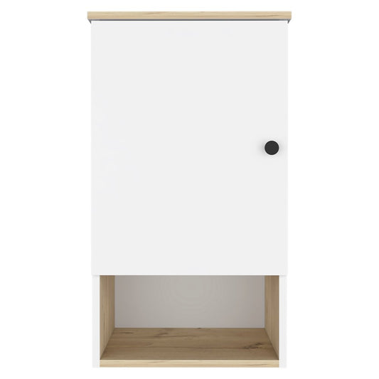 16" Natural Wood Floating Single Door Bathroom Vanity And Medicine Cabinet