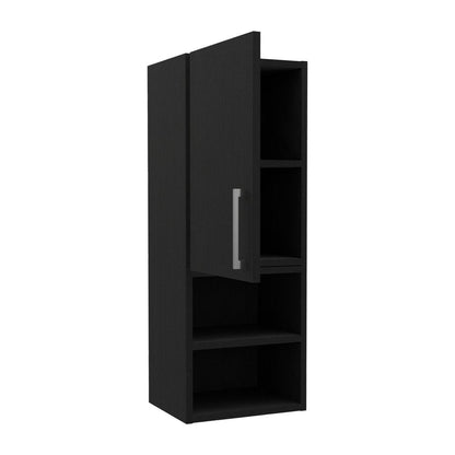 12" Black Wood Wall Mounted Single Door Medicine Cabinet HomeRoots