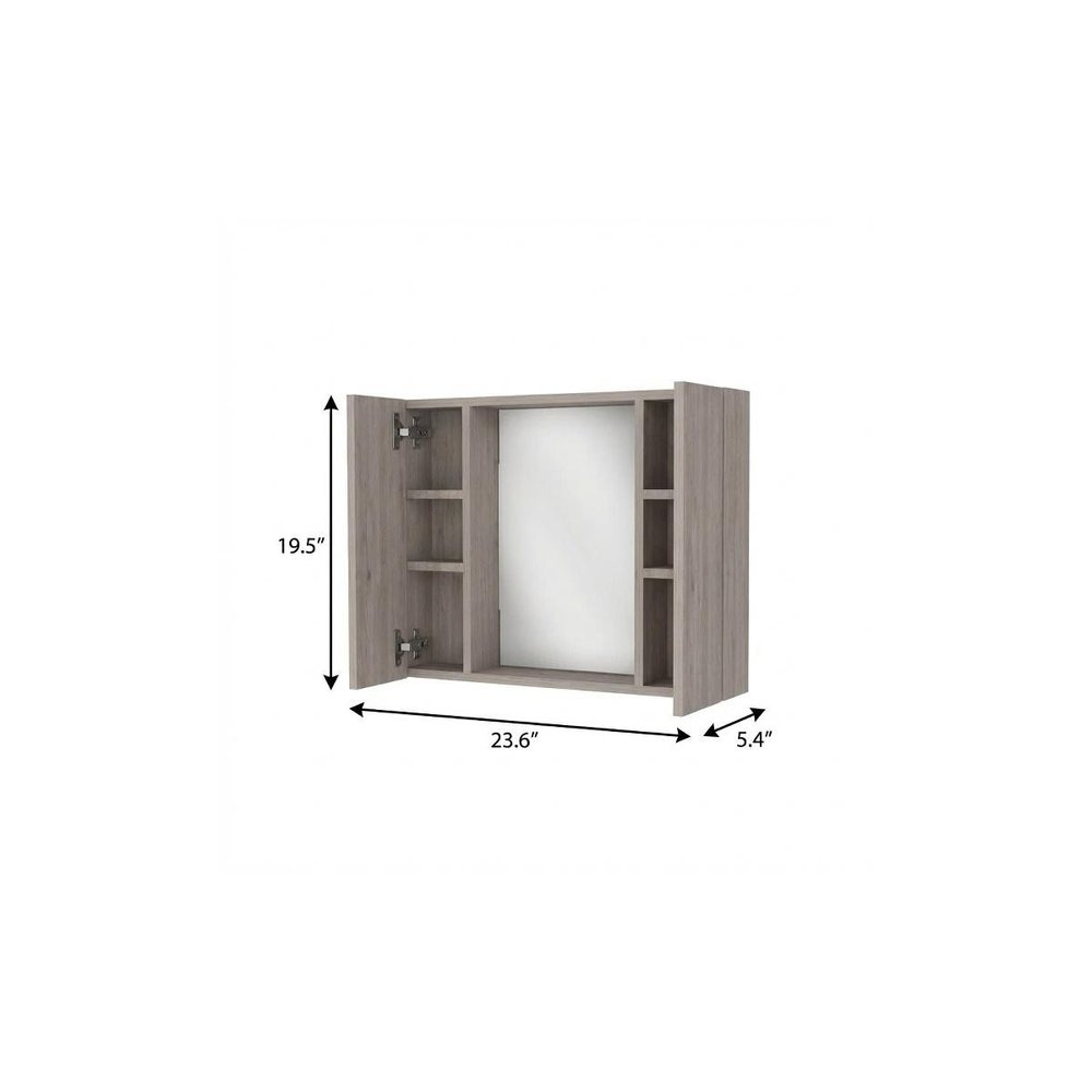 24" Light Gray Wood Floating Single Door Bathroom Vanity And Medicine Cabinet