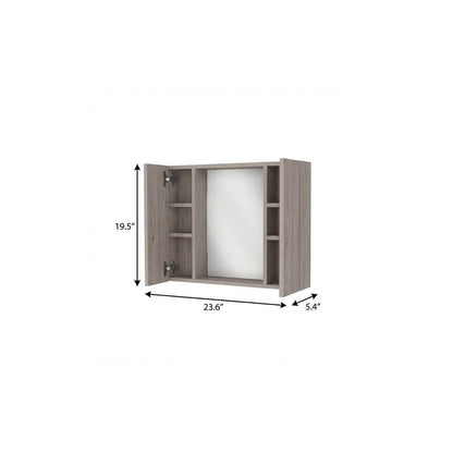 24" Light Gray Wood Floating Single Door Bathroom Vanity And Medicine Cabinet