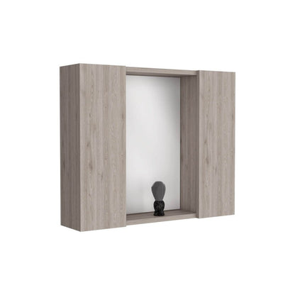24" Light Gray Wood Floating Single Door Bathroom Vanity And Medicine Cabinet