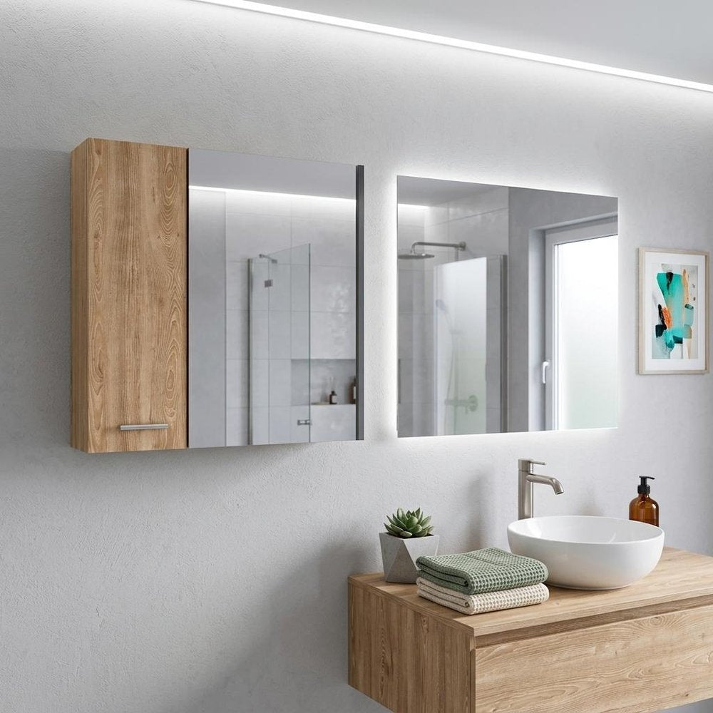24" Natural Wood Wall Mounted Double Door Medicine Cabinet — view 9