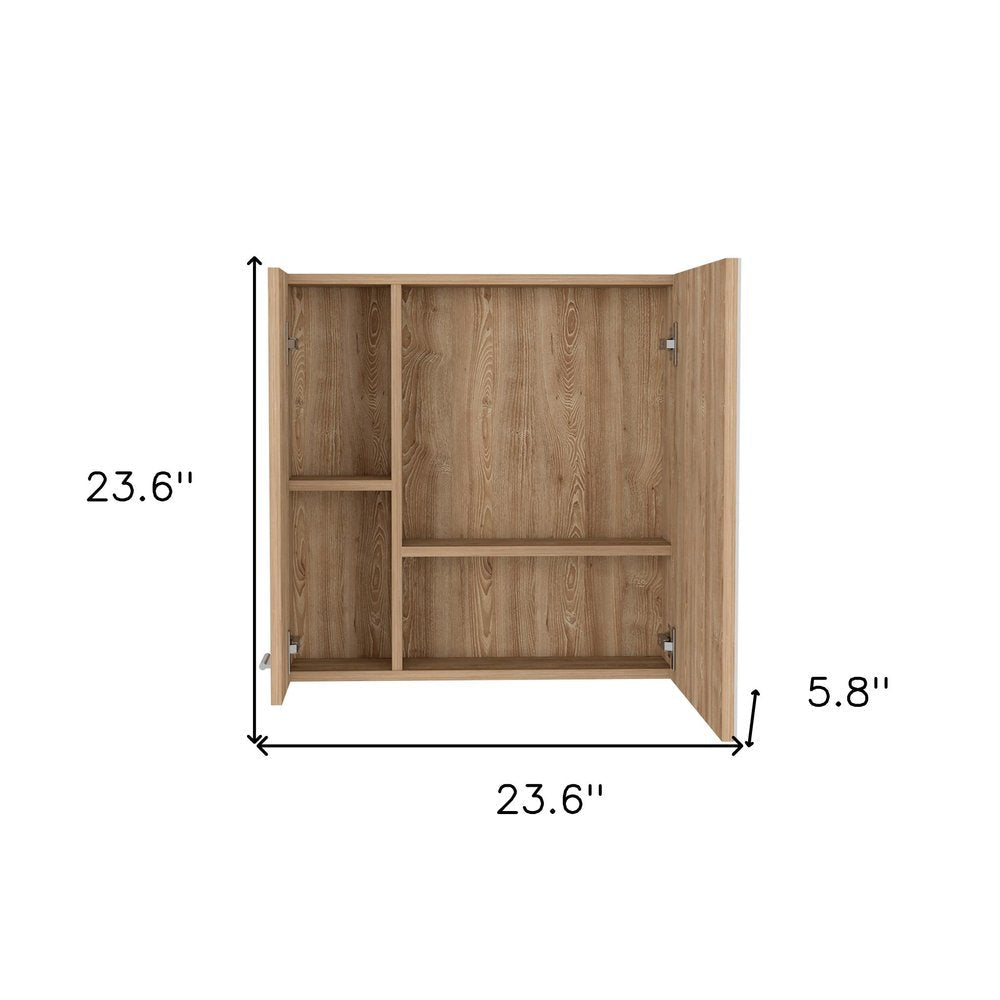 24" Natural Wood Wall Mounted Double Door Medicine Cabinet — view 5