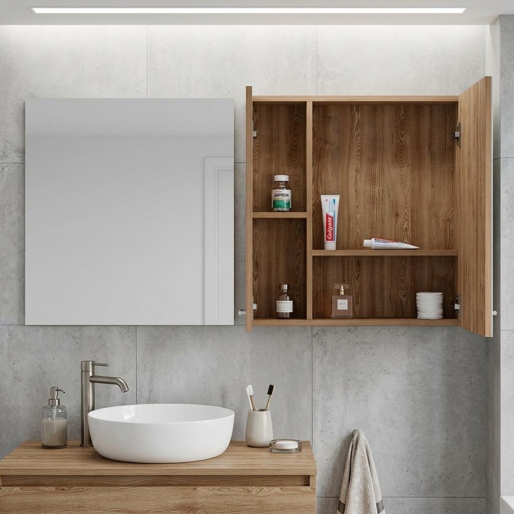 24" Natural Wood Wall Mounted Double Door Medicine Cabinet — view 6