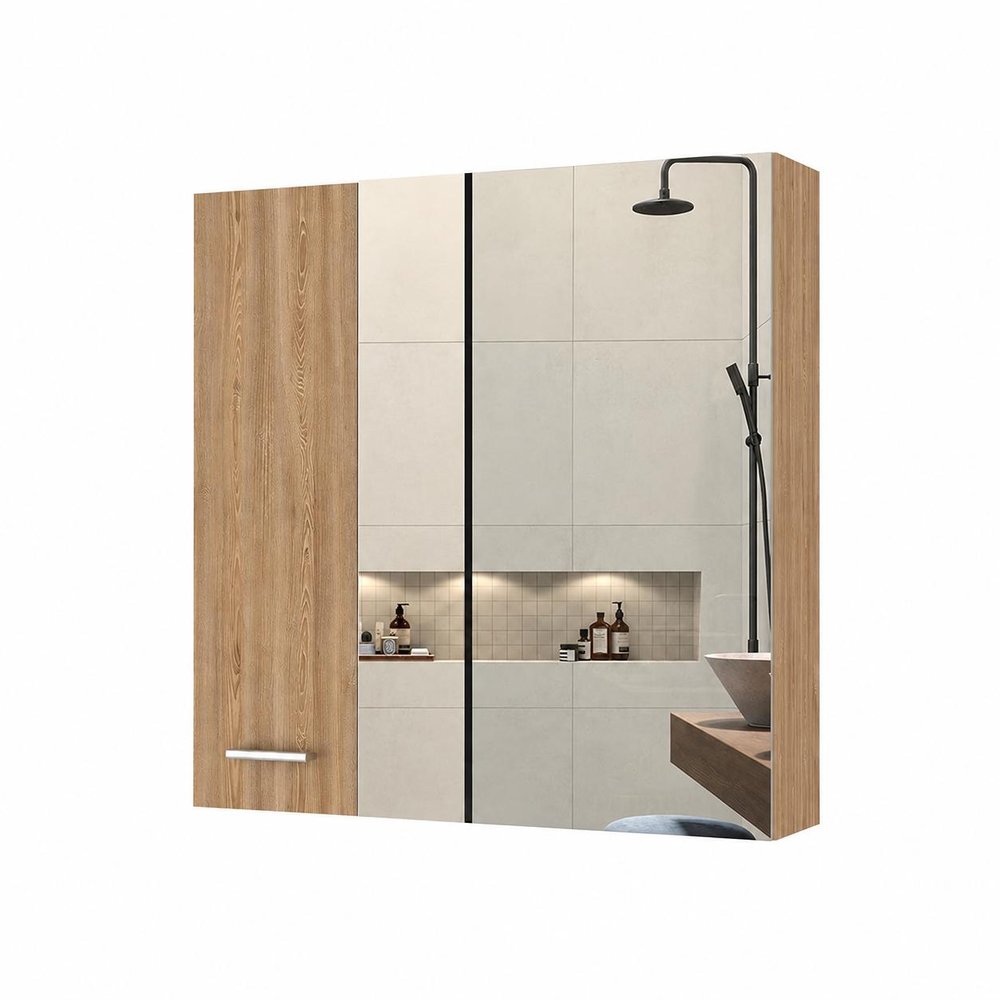 24" Natural Wood Wall Mounted Double Door Medicine Cabinet — view 7