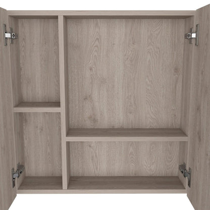 24" Light Gray Wood Floating Single Door Bathroom Vanity And Medicine Cabinet With Mirror