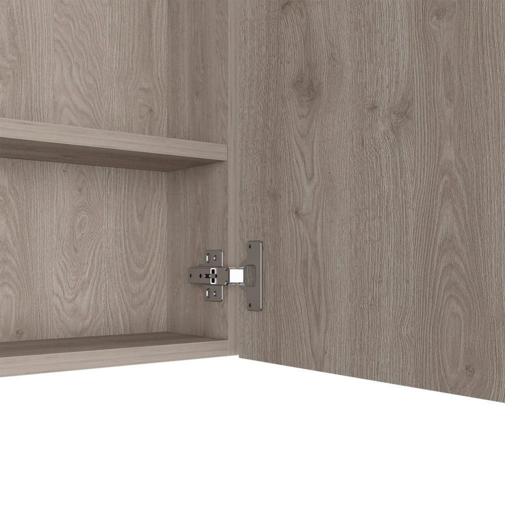 24" Light Gray Wood Floating Single Door Bathroom Vanity And Medicine Cabinet With Mirror — view 3