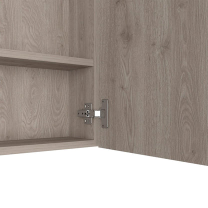 24" Light Gray Wood Floating Single Door Bathroom Vanity And Medicine Cabinet With Mirror