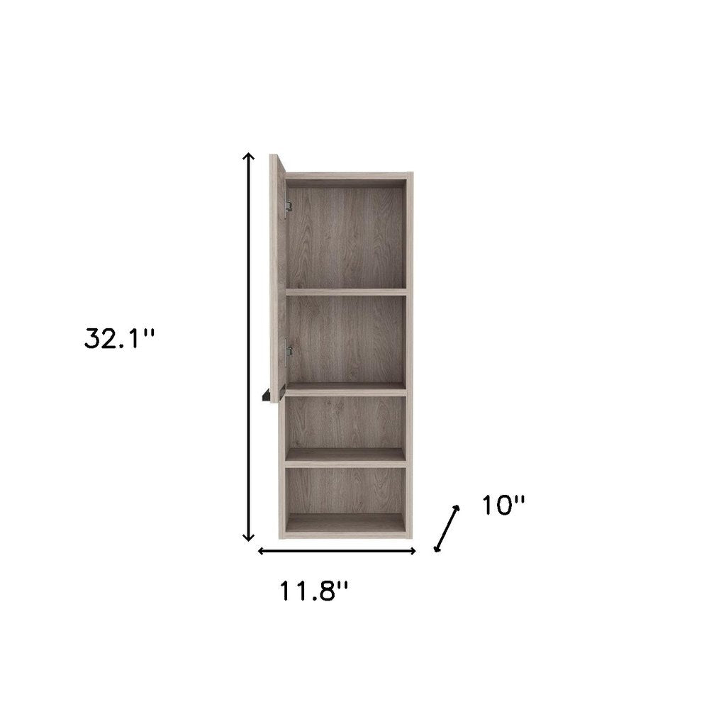 12" Light Gray Wood Wall Mounted Single Door Medicine Cabinet — view 3