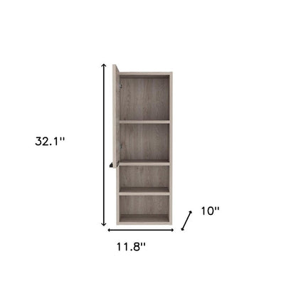 12" Light Gray Wood Wall Mounted Single Door Medicine Cabinet