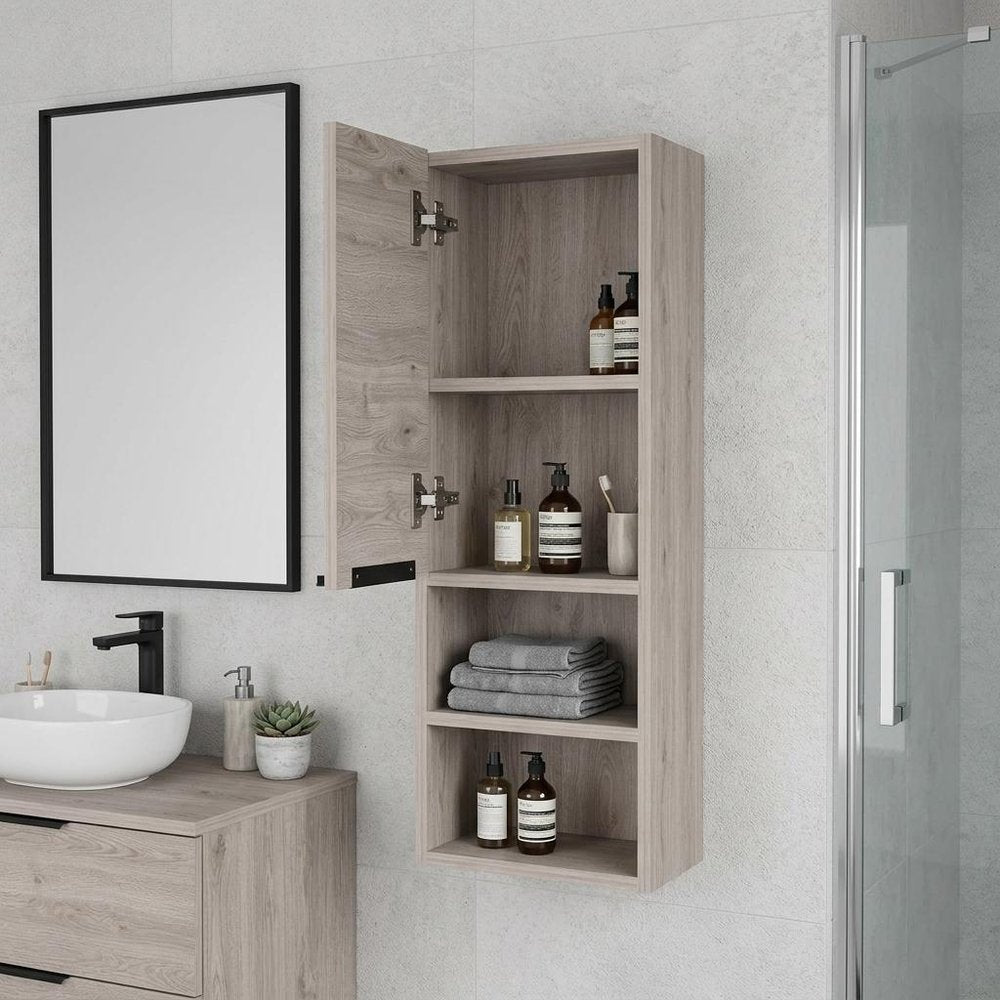 12" Light Gray Wood Wall Mounted Single Door Medicine Cabinet — view 4