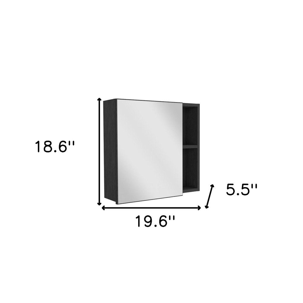 20" Black Wood Wall Mounted Single Door Medicine Cabinet — view 6