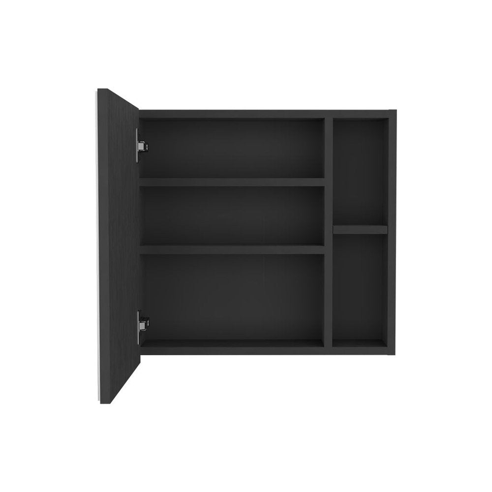 20" Black Wood Wall Mounted Single Door Medicine Cabinet — view 3