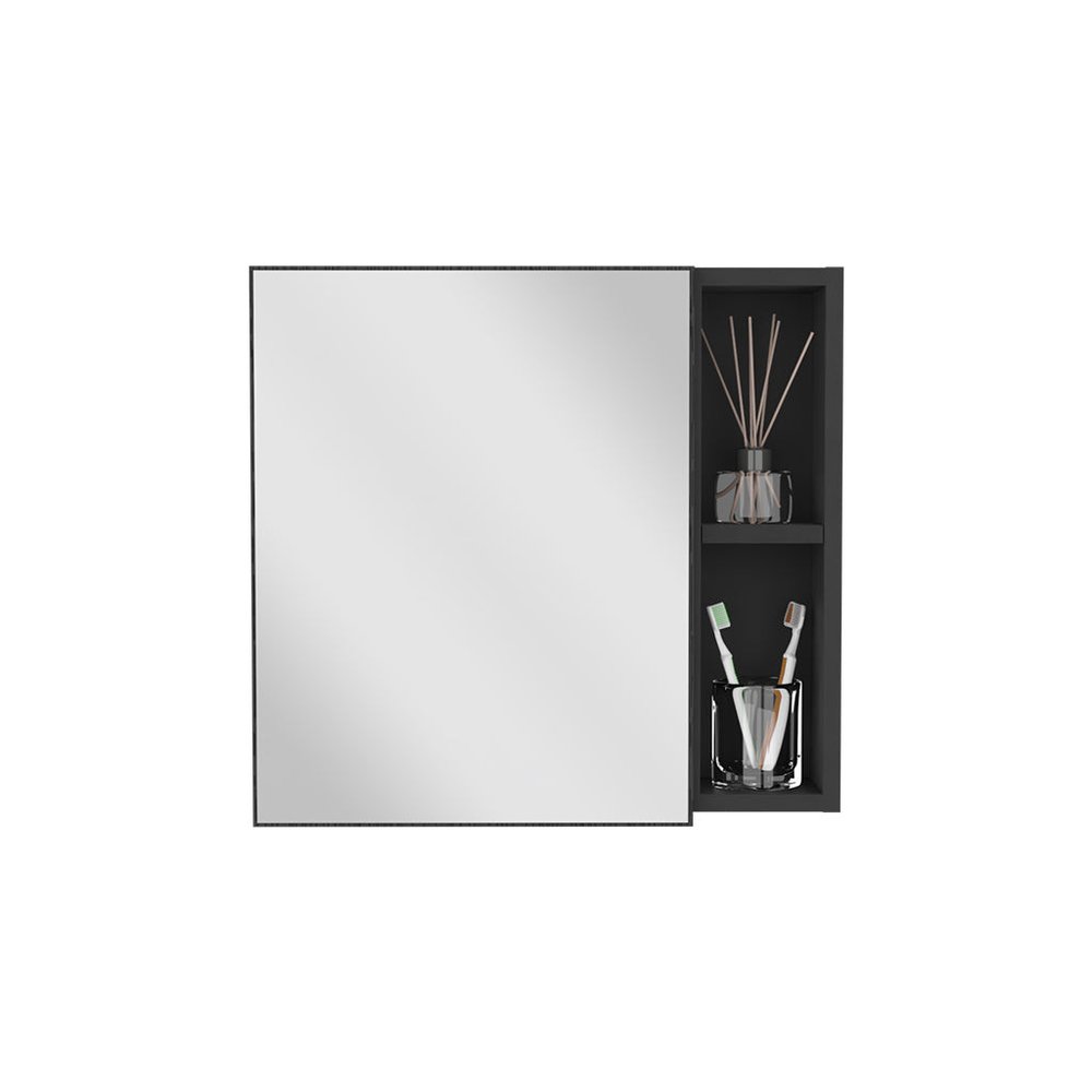 20" Black Wood Wall Mounted Single Door Medicine Cabinet