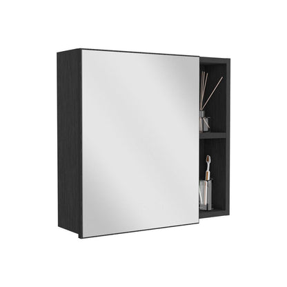 20" Black Wood Wall Mounted Single Door Medicine Cabinet