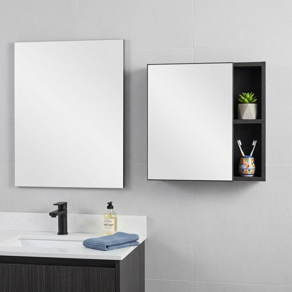 20" Black Wood Wall Mounted Single Door Medicine Cabinet — view 7