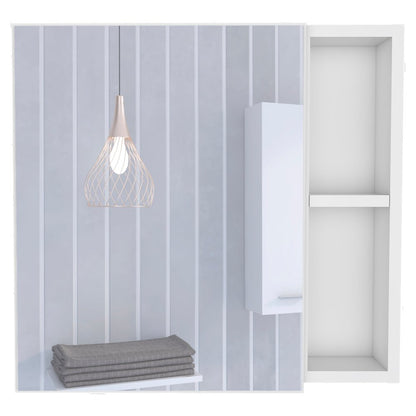 20" White Wood Floating Single Door Bathroom Vanity And Medicine Cabinet With Mirror