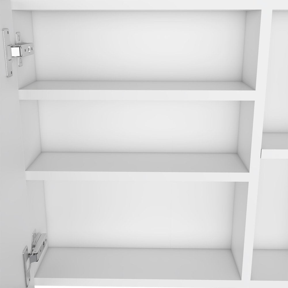 20" White Wood Floating Single Door Bathroom Vanity And Medicine Cabinet With Mirror — view 3