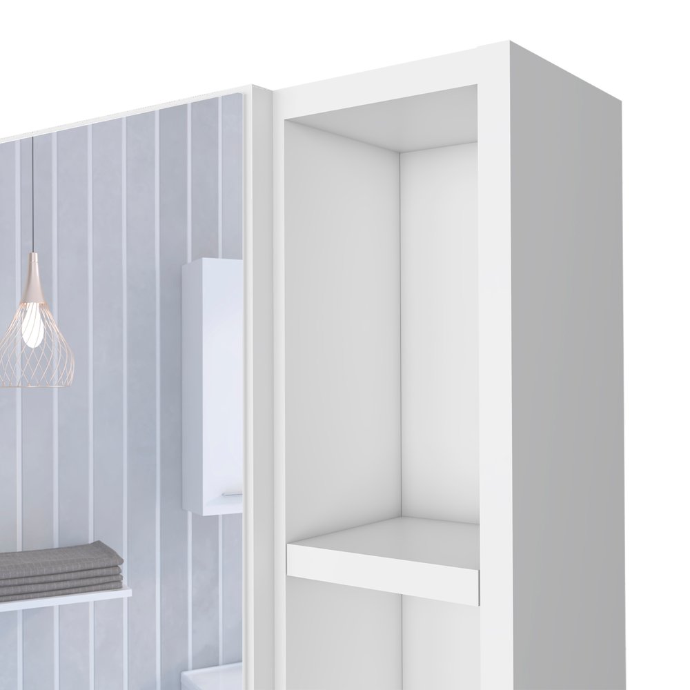 20" White Wood Floating Single Door Bathroom Vanity And Medicine Cabinet With Mirror — view 4