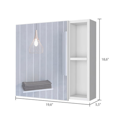 20" White Wood Floating Single Door Bathroom Vanity And Medicine Cabinet With Mirror
