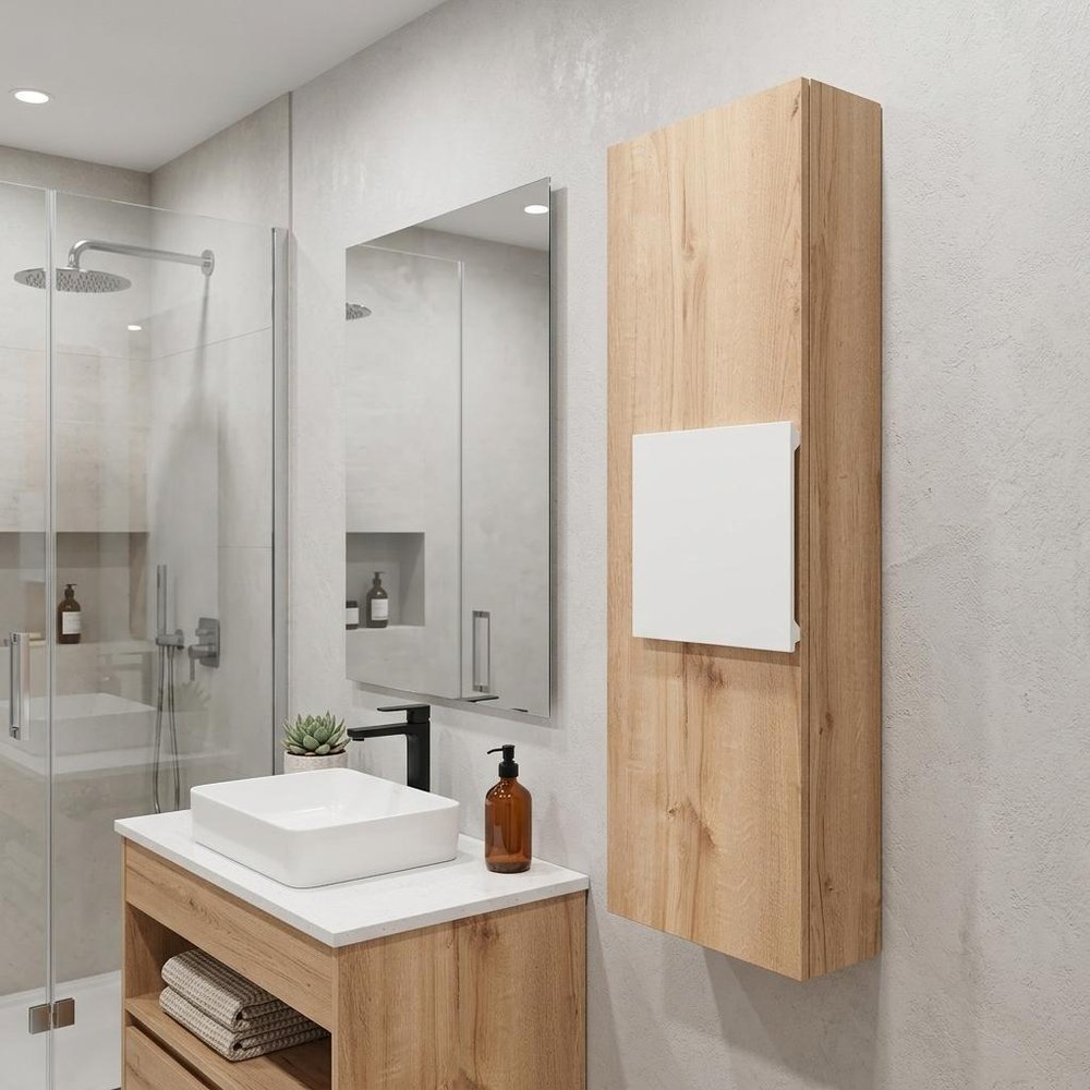 13" Natural Wood Wall Mounted Single Door Medicine Cabinet — view 6