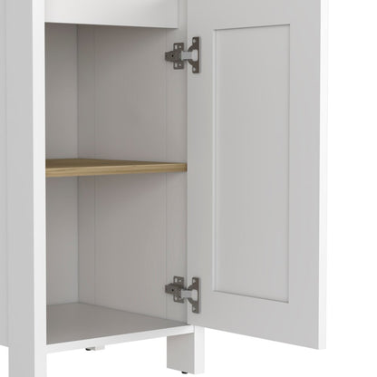 16" White Wood Freestanding Single Door Bathroom Vanity