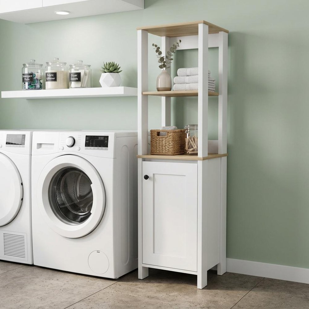 16" White Wood Freestanding Single Door Bathroom Vanity — view 5