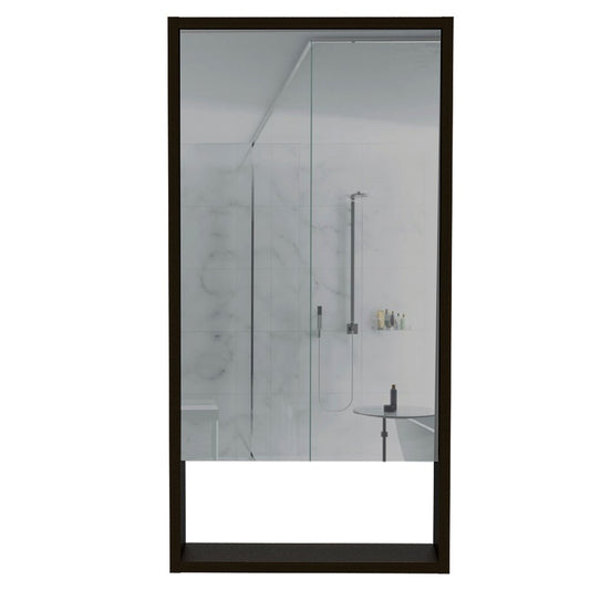 18" Black Wood Wall Mounted Single Door Medicine Cabinet