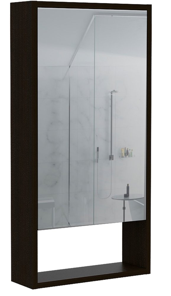 18" Black Wood Wall Mounted Single Door Medicine Cabinet HomeRoots