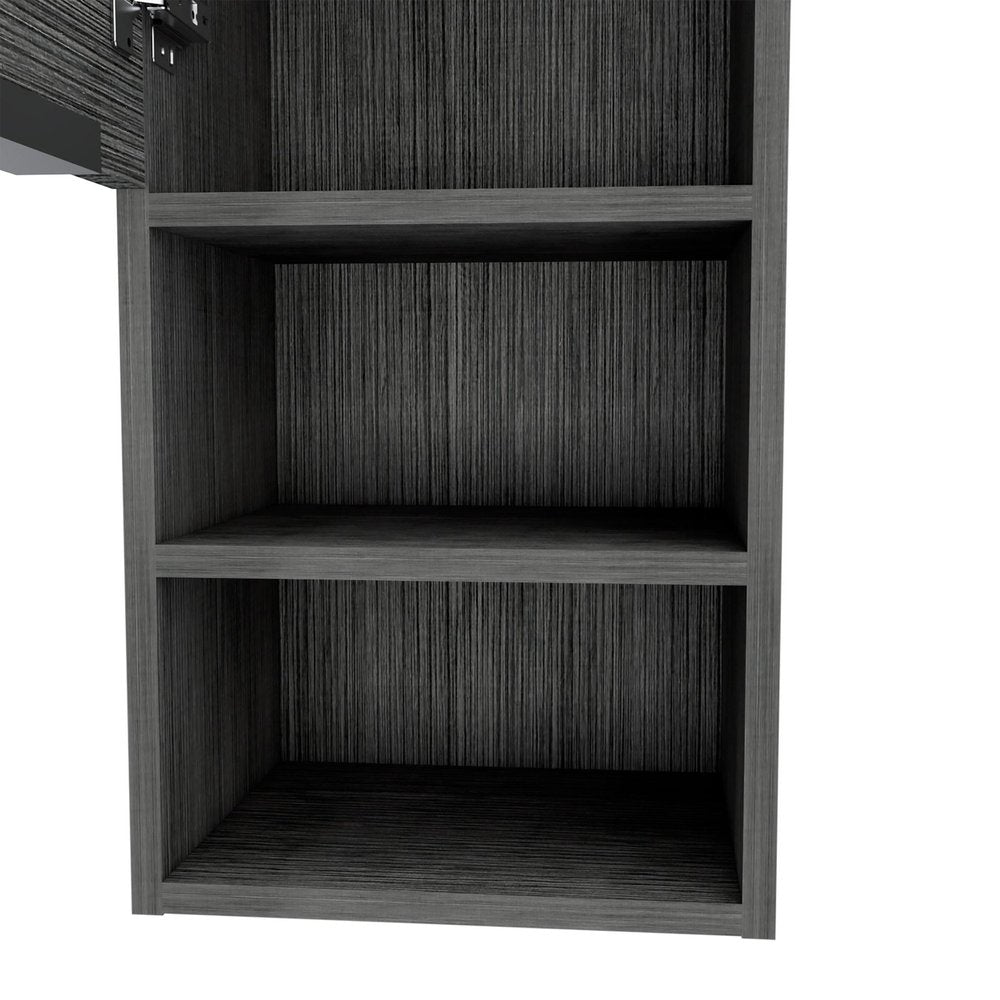 12" Smoky Black Wood Wall Mounted Single Door Medicine Cabinet — view 2