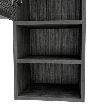 12" Smoky Black Wood Wall Mounted Single Door Medicine Cabinet