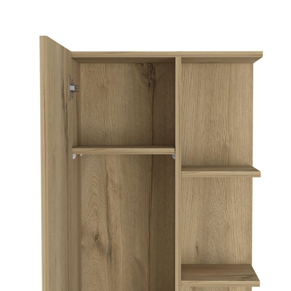 20" Natural Wood Single Door Linen Cabinet — view 3