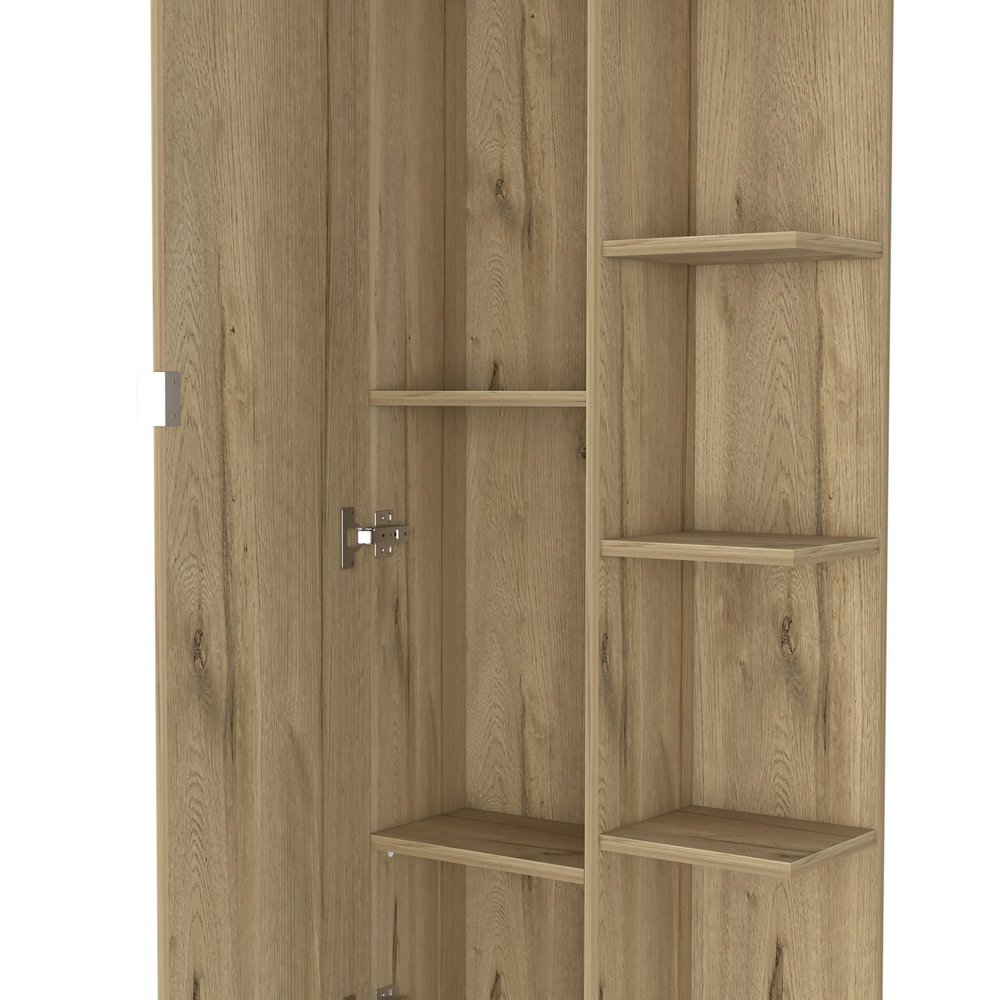 20" Natural Wood Single Door Linen Cabinet — view 4