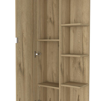 20" Natural Wood Single Door Linen Cabinet