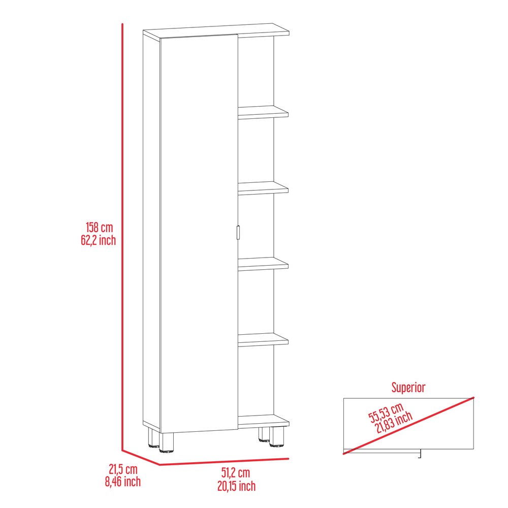 20" Natural Wood Single Door Linen Cabinet — view 5