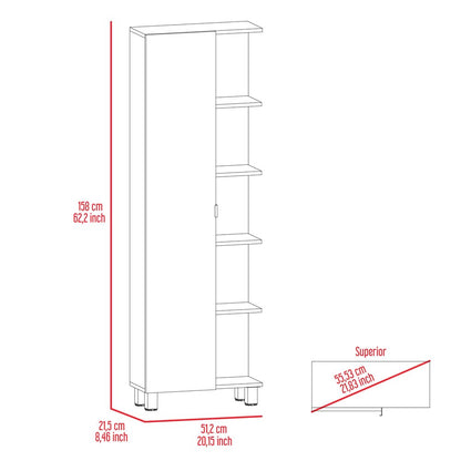 20" Natural Wood Single Door Linen Cabinet
