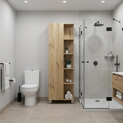 20" Natural Wood Single Door Linen Cabinet
