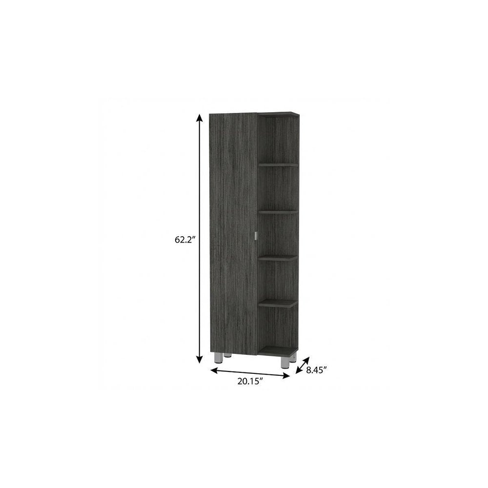 20" Smoky Black Wood Freestanding Single Door Bathroom Vanity — view 5