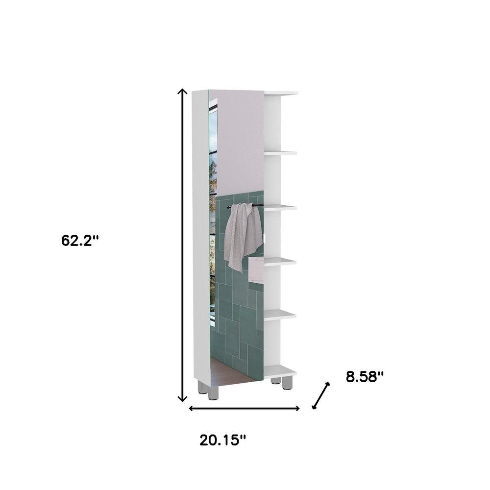 20" White Wood Single Door Linen Cabinet — view 4