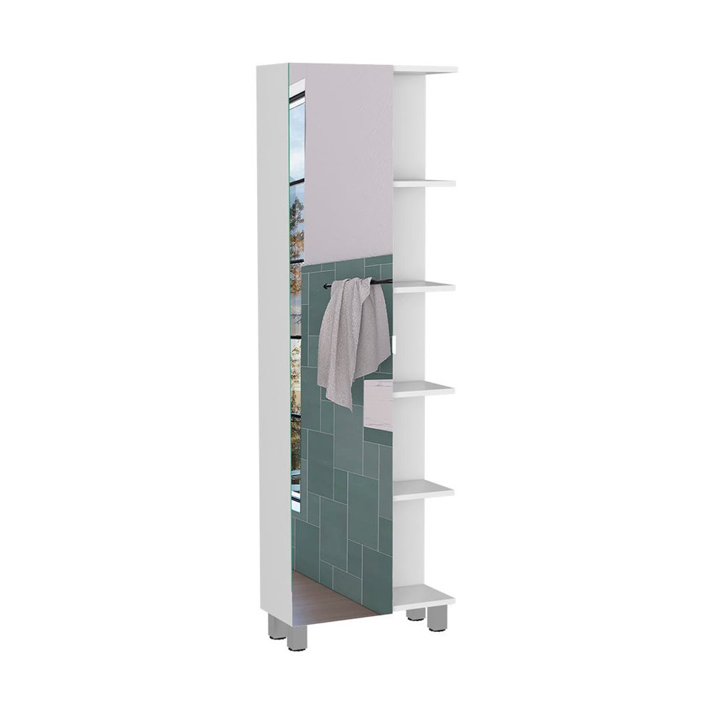 20" White Wood Single Door Linen Cabinet — view 1