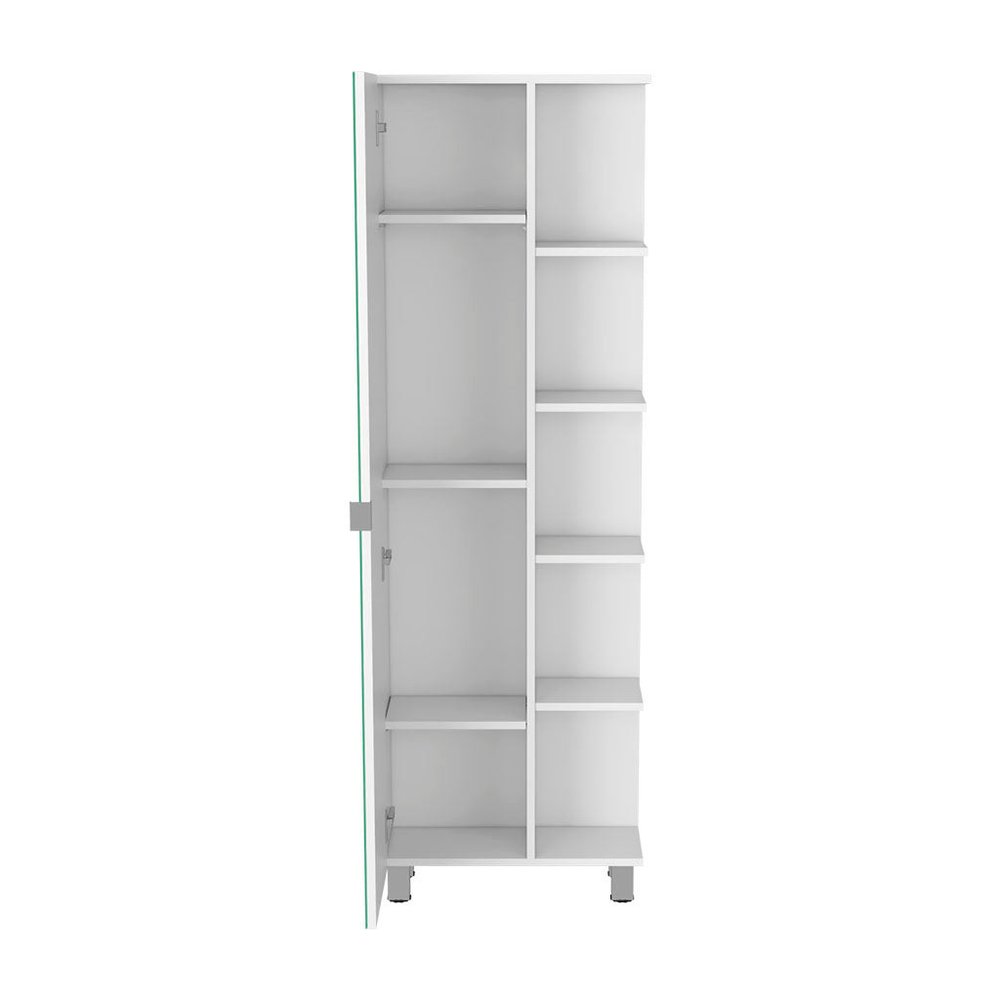 20" White Wood Single Door Linen Cabinet — view 2