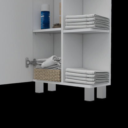 20" White Wood Single Door Linen Cabinet