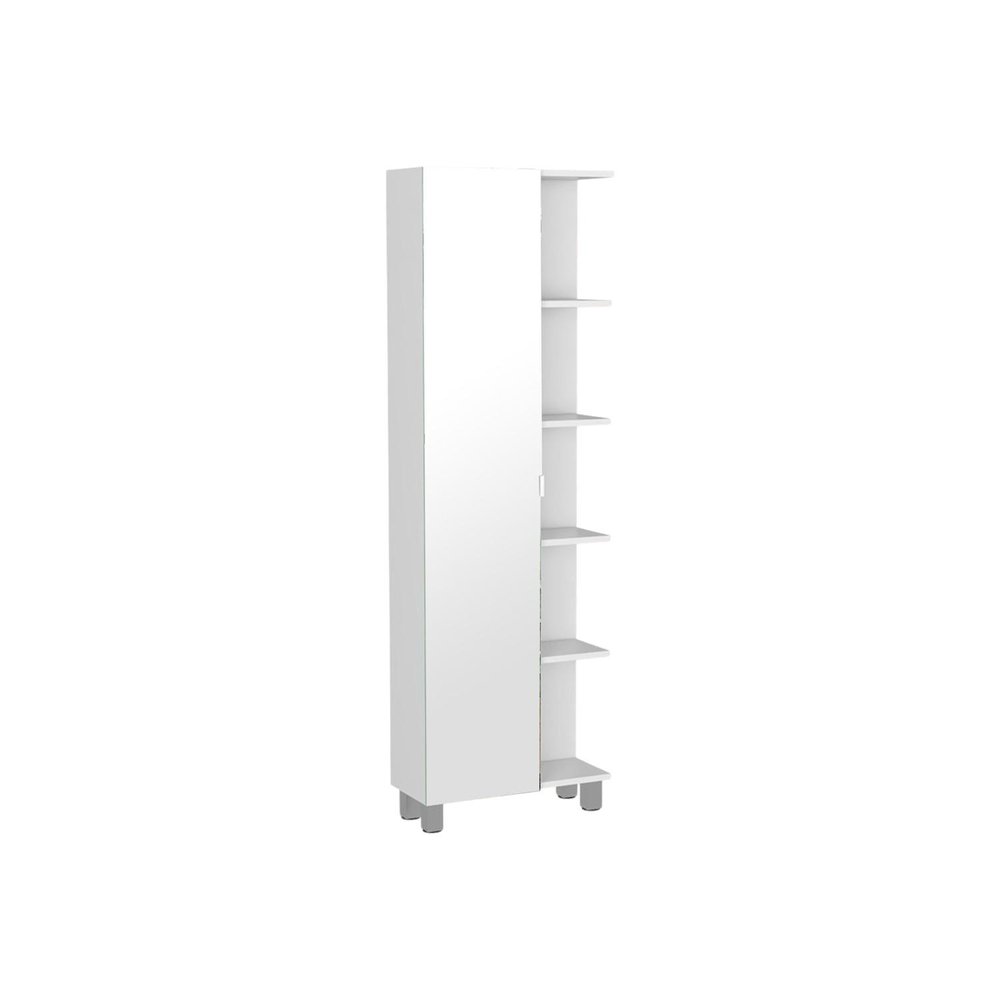 20" White Wood Single Door Linen Cabinet — view 5