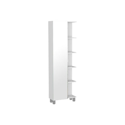 20" White Wood Single Door Linen Cabinet
