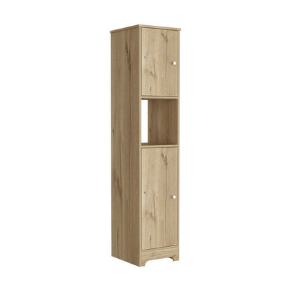 14" Natural Wood Double Door Linen Cabinet