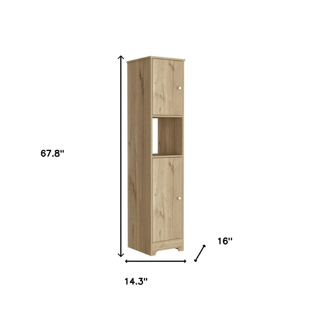 14" Natural Wood Double Door Linen Cabinet — view 4